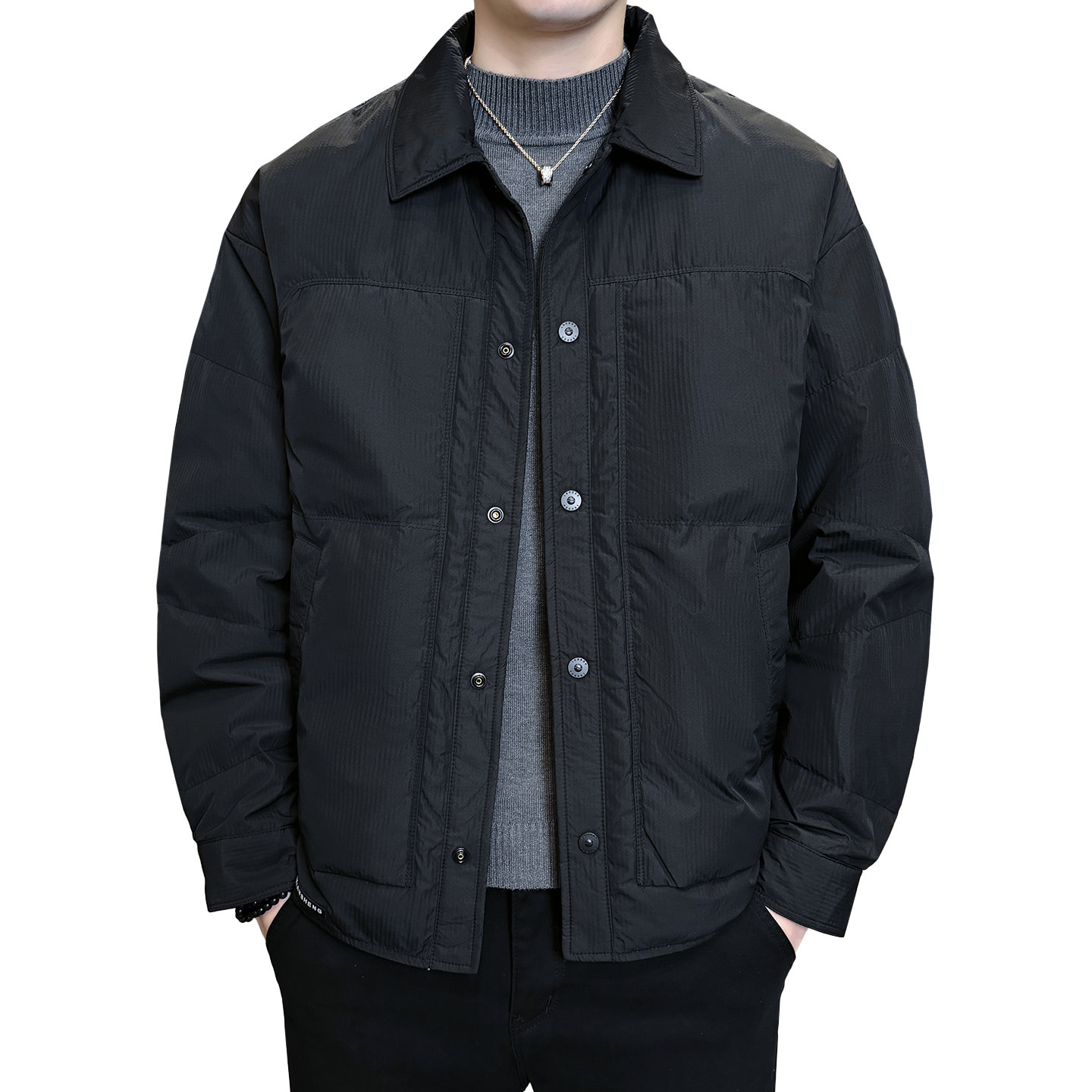 2025冬男修身方领标90白鸭绒轻薄羽绒服A230-28803-P195(控280),男装羽绒服,电商A230