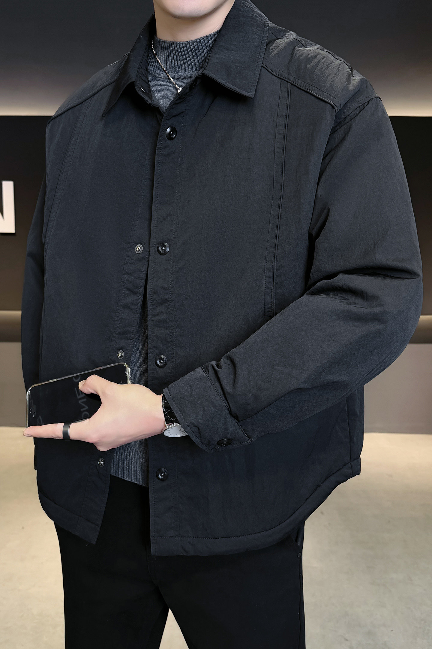 2025年冬男微宽松标90韩系衬衫式羽绒服A230-8131-P265(控365),男装衬衫,电商A230
