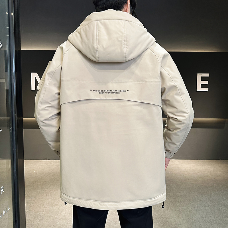 2025年冬季男款修身工装印花中长款羽绒服A230-18012-P238(控338)，男装羽绒服，电商A230