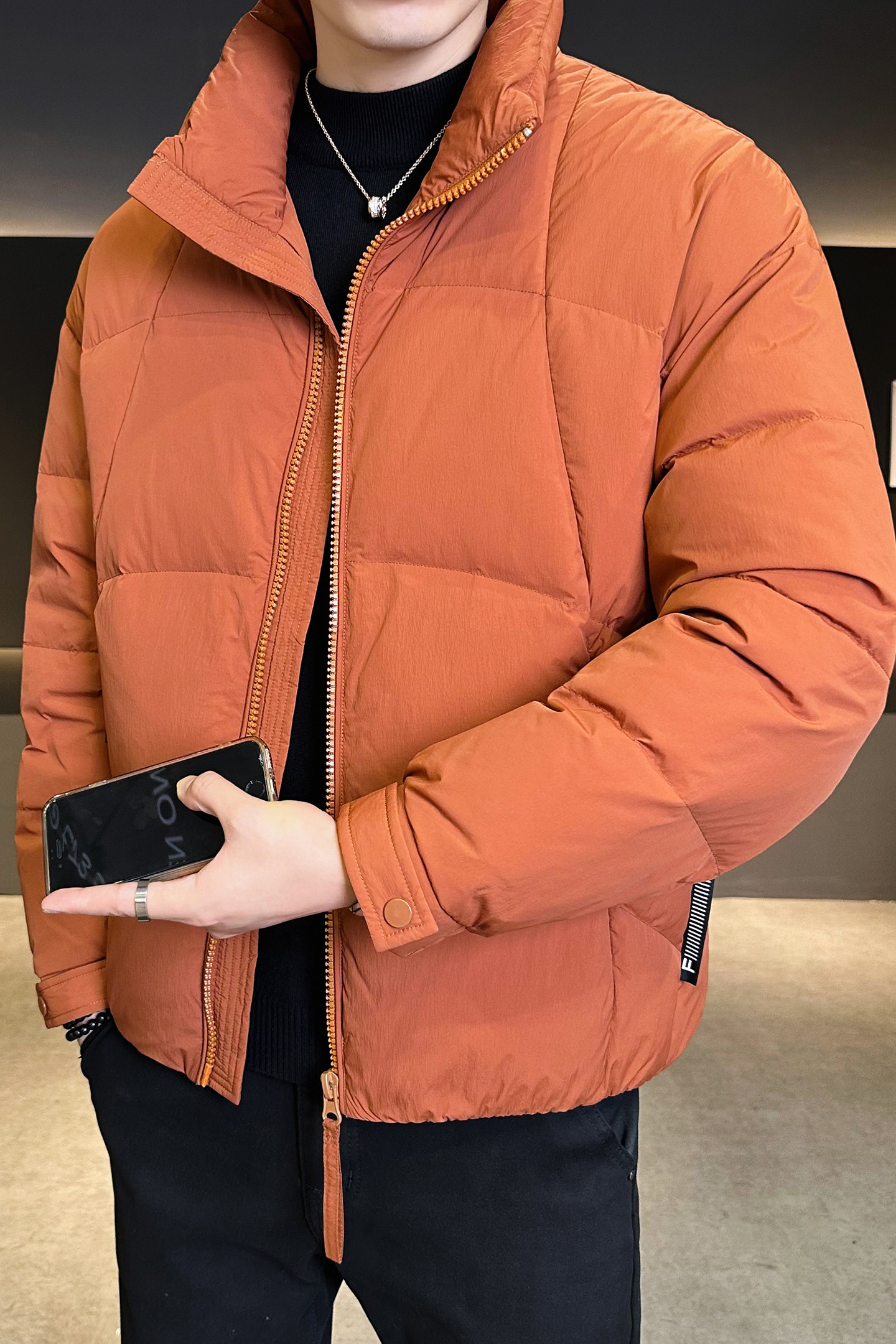 2025年冬男款修身立领标90白鸭绒羽绒服A230-1142-P248(控349),男装羽绒服,电商A230