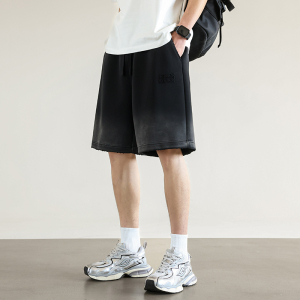 2025夏季男款针织水洗渐变破洞刺绣短裤休闲裤A230-628-P65(控99)图片