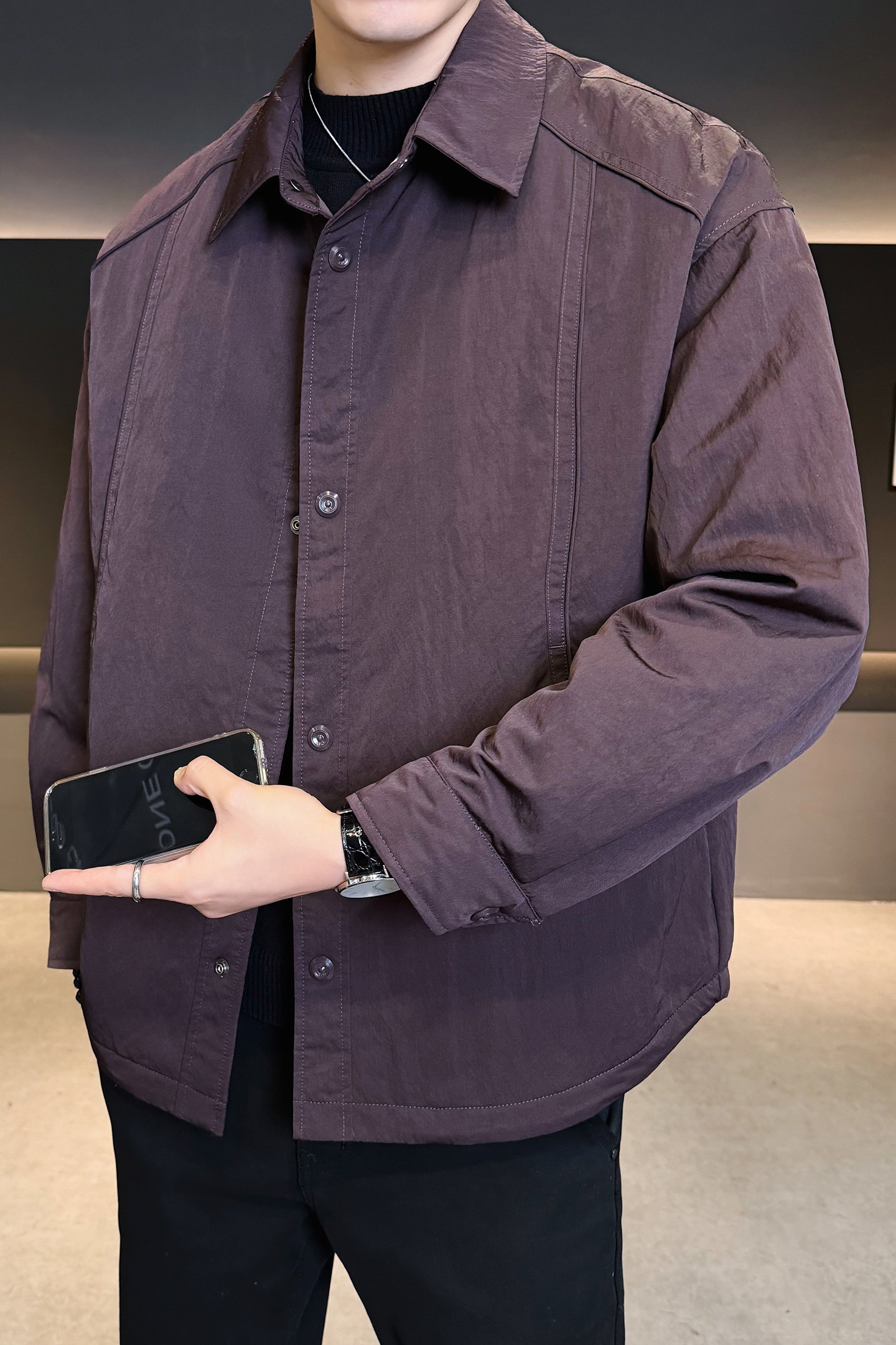 2025年冬男微宽松标90韩系衬衫式羽绒服A230-8131-P265(控365),男装衬衫,电商A230
