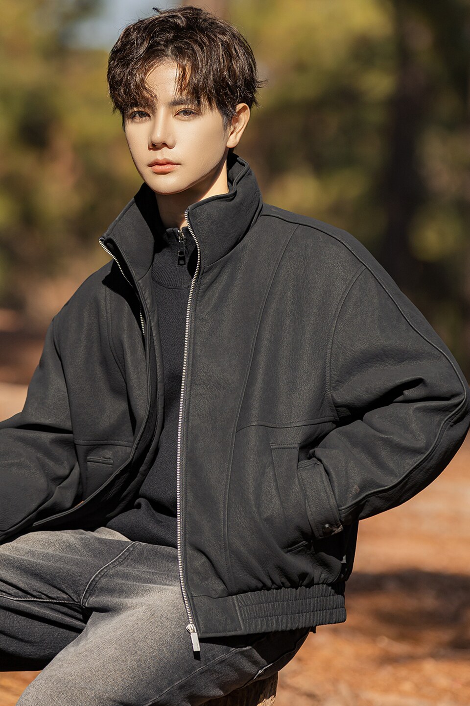 2025冬男微宽松立领标90白鸭绒皮羽绒服A230-2586-P268(控368),男装羽绒服,电商A230