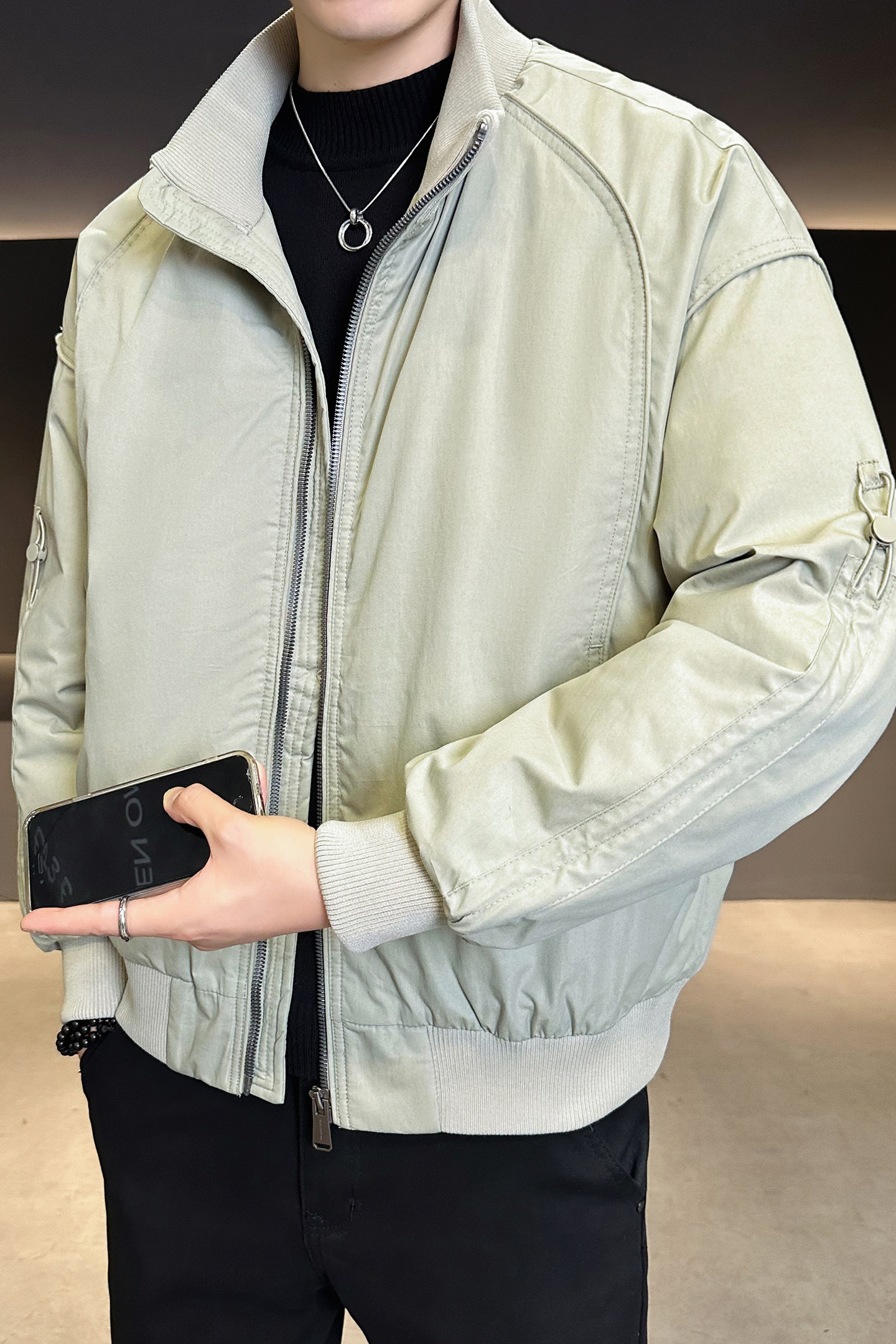 2025年冬男微宽松针织领标90夹克羽绒服A230-95707-P220(控320),男装夹克,电商A230