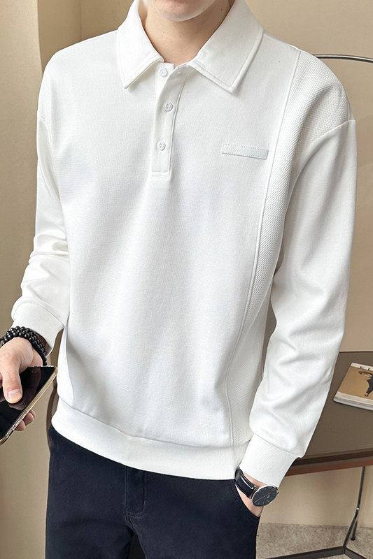 2026春季男士套头翻领新款拼接卫衣打底衫A230-66569-P80(控115),男装T恤,电商A230