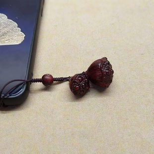 天然印度小叶紫檀木手机车钥匙挂饰挂件大小莲蓬好运连连心想事成