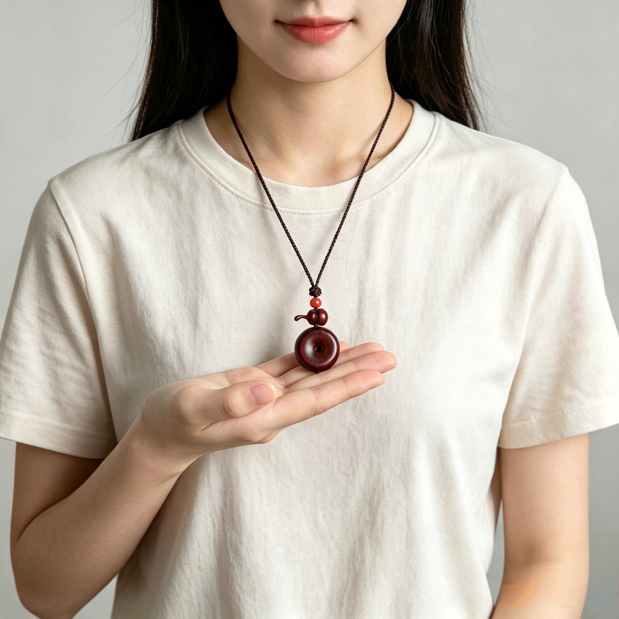 天然印度小叶紫檀木平安扣吊坠项链挂饰孩子学生成人男女福禄吉祥