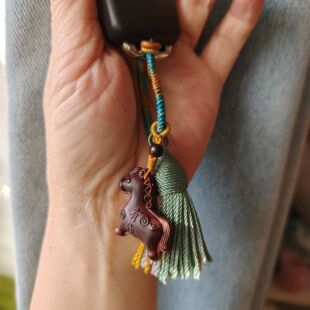 天然小叶紫檀木马上有钱钥匙扣挂件男女款小众设计感包包挂饰礼物