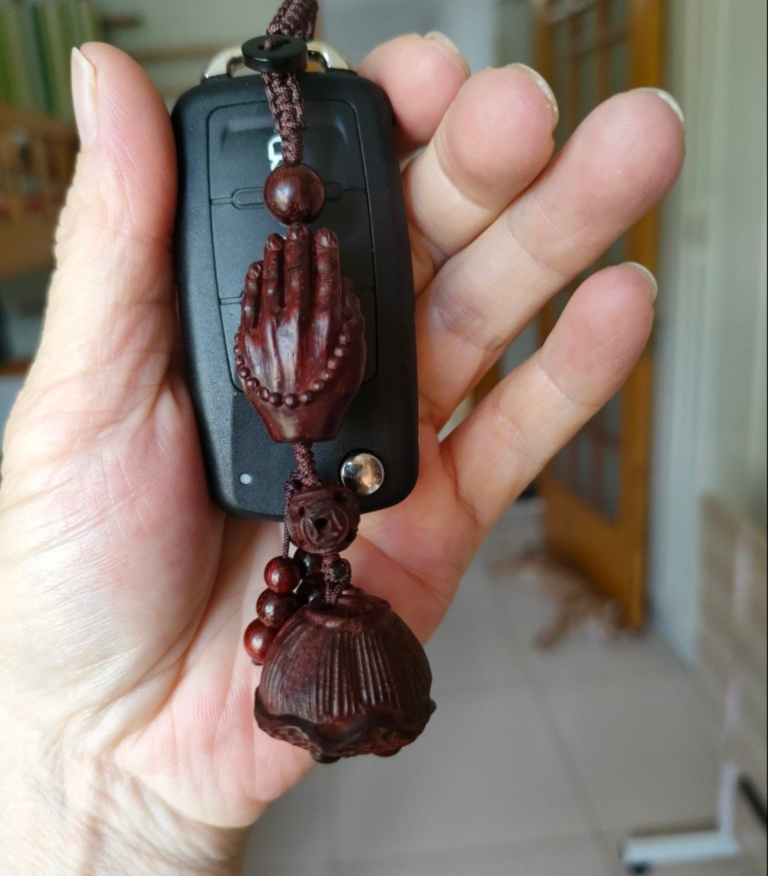 印度小叶紫檀实木车钥匙扣挂件饰物莲蓬吉祥如意好运连连财源滚滚
