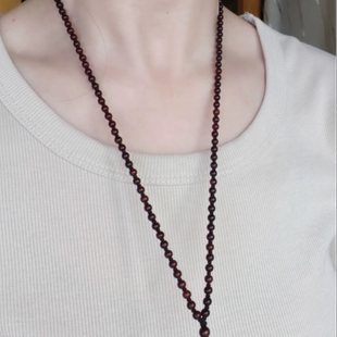 天然印度小叶紫檀木小珠细链系结吊坠项链编绳毛衣链美坠神器男女