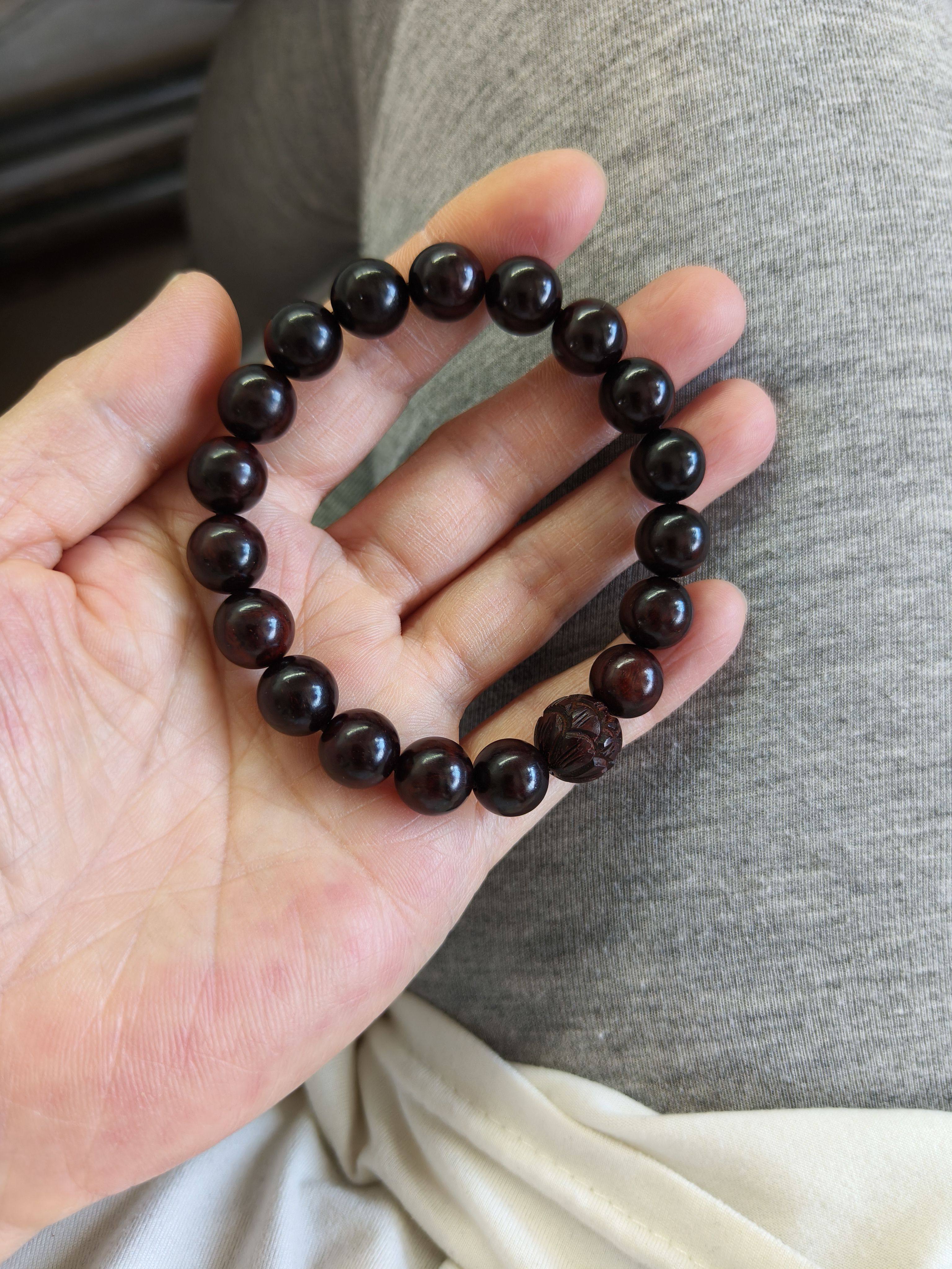 印度小叶紫檀木10mm单圈莲花男女款手串高端精品老料高油密送友礼