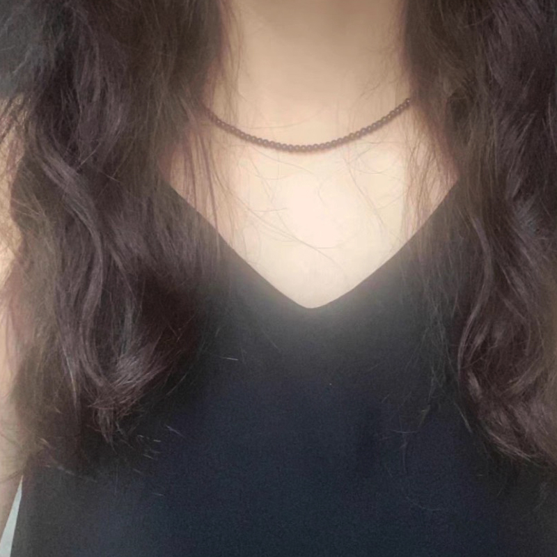 项链吊坠锁骨链紫檀木极细小珠女