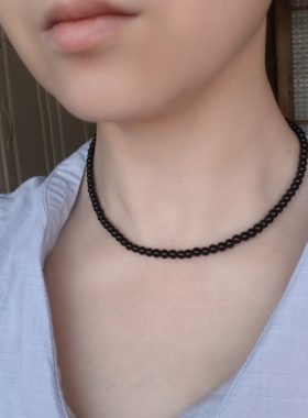 天然7a级黑曜石项链女锁骨链简约百搭气质高级感颈链配饰经典百搭