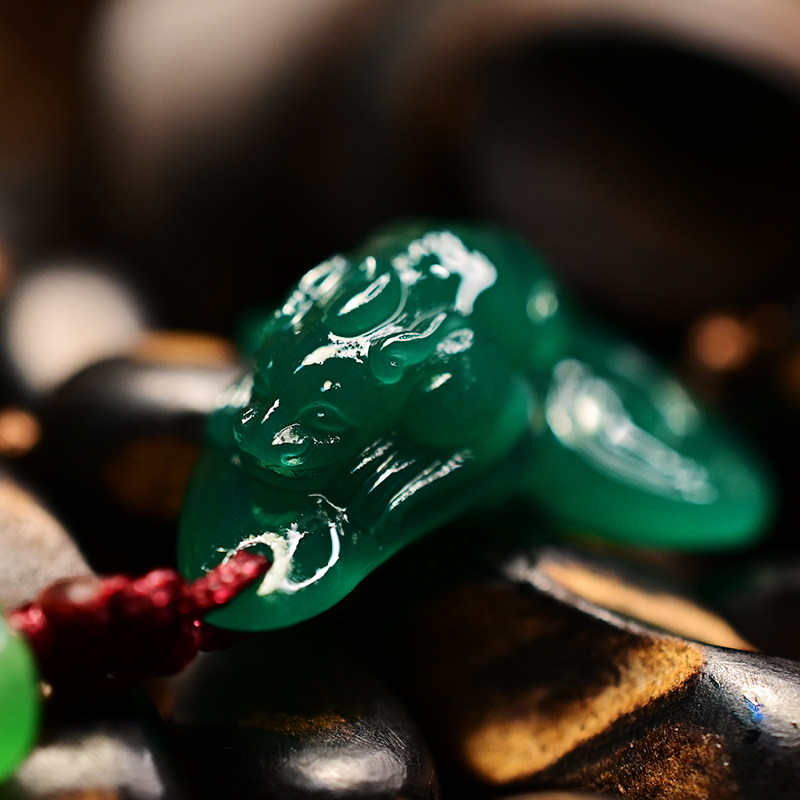 君心默寿山石雕三金蟾吊坠精品西安绿冻石手工转运情侣挂件项链