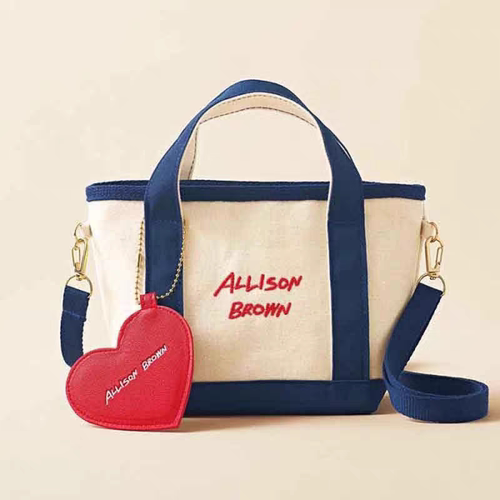 少量 日杂附录新款帆布包 单肩斜挎包 百搭 刺绣工艺爱心小镜子