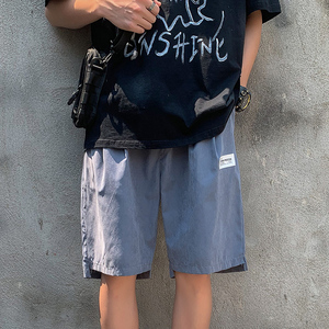 夏季男士五分休闲短裤加肥加大码潮胖子宽松裤子运动直筒港风K179图片