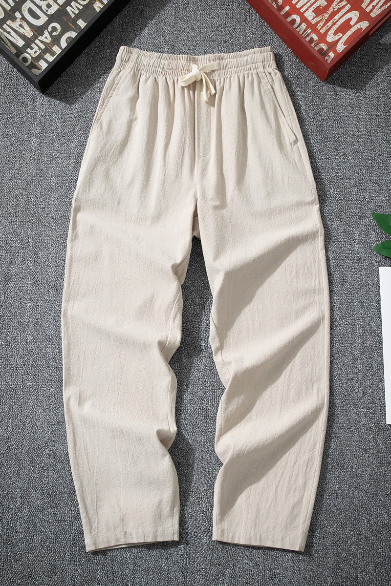 K200春秋新款棉麻休闲裤男修身百搭男裤工作干活男装宽松直筒裤,男装休闲裤,四季星座303A