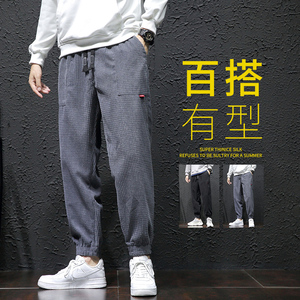 21秋冬新款男学生九分裤长裤哈伦裤灯芯绒玉米粒休闲裤K668P30图片