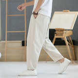 夏季休闲裤子男百搭棉麻宽松亚麻裤韩版潮流九分裤长裤直筒K22P25，男装休闲裤，四季星座303A