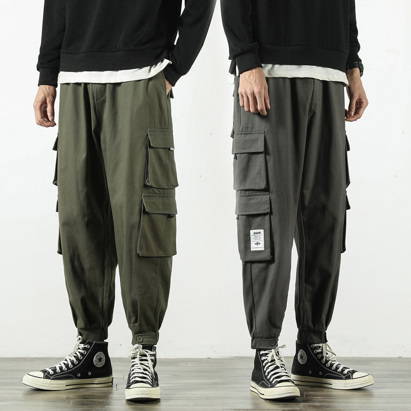 工装裤男日系束脚裤潮牌宽松多口袋长裤春季九分303-KZ24(纯棉），男装工装外套，四季星座303A