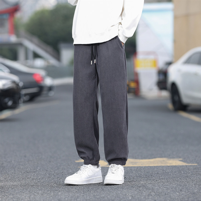 常规P18元加绒P25男士灯芯绒潮牌束脚裤运动裤休闲长裤潮流K2819,女装休闲裤,四季星座303A