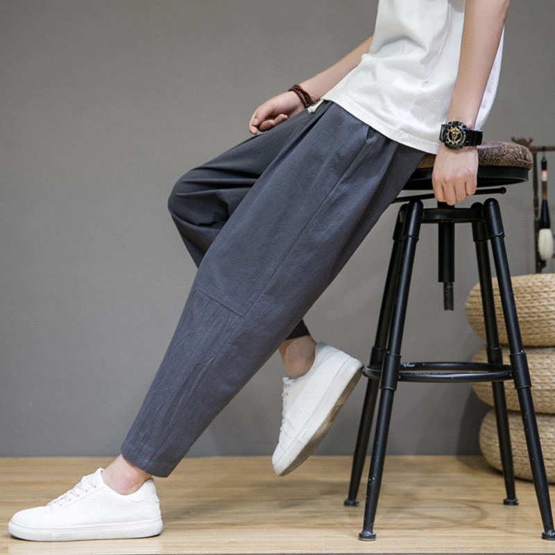 2025春夏休闲裤子男百搭棉麻宽松亚麻裤韩版潮流长裤直筒K22P25，男装休闲裤，四季星座303A
