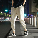 裤子男款秋季潮牌宽松港风百搭运动束脚哈伦韩版潮流九分休闲长裤，男装休闲裤，四季星座303A