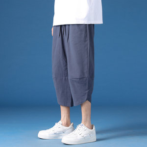 K88 P23 棉麻男士夏季宽松直筒亚麻裤百搭八分休闲裤图片