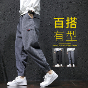 21秋冬新款男学生九分裤长裤哈伦裤灯芯绒玉米粒休闲裤K668P30图片