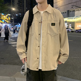 港风灯芯绒加厚长袖衬衫男春秋季大码衬衣外套休闲上衣服JK2022，男装夹克，四季星座303A