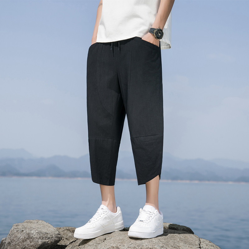 七分裤夏季薄款亚麻短裤宽松男裤子棉麻沙滩裤K88P23,男装牛仔裤,四季星座303A