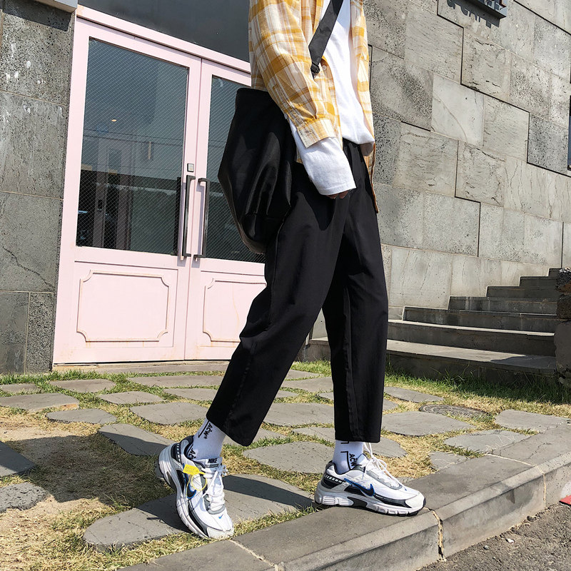 秋装男装长裤子阔腿裤纯色西裤九分裤K171胖腿裤休闲运动裤6047,男装休闲裤,四季星座303A