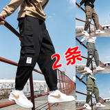 工装裤男日系束脚裤潮牌宽松多口袋长裤春季九分裤303-KZ24P30，男装工装外套，四季星座303A