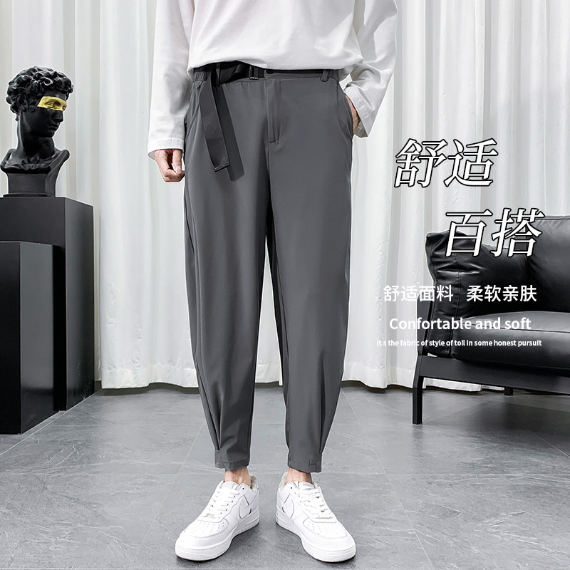 潮男装春夏休闲裤九分裤束脚裤社会精神小伙西裤子哈伦K449P25,男装西裤,四季星座303A