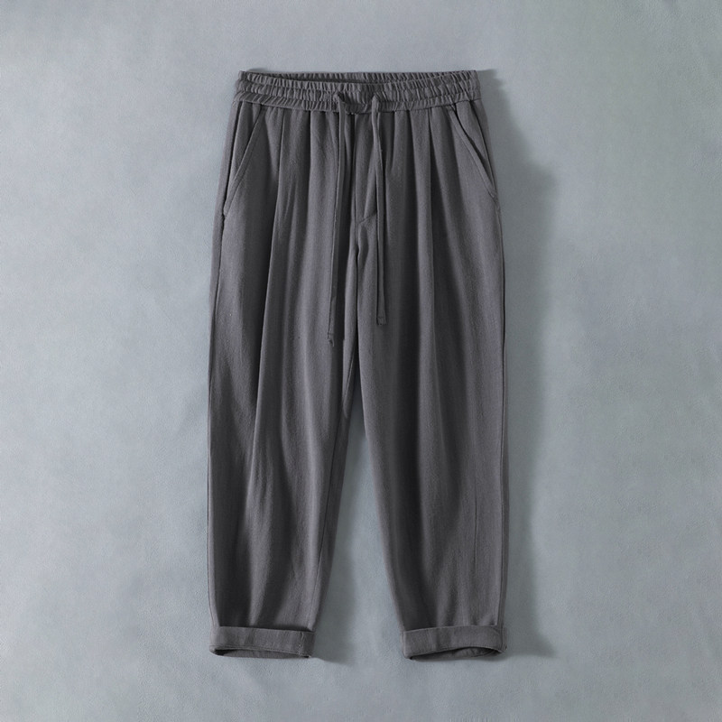 30%亚麻含量男士夏季休闲裤九分裤子新中式风男装K100P30,男装休闲裤,四季星座303A