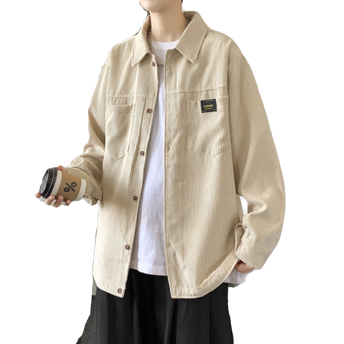 港风灯芯绒加厚长袖衬衫男春秋季大码衬衣外套休闲上衣服JK2022,男装衬衫,四季星座303A
