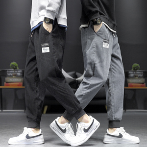 21秋冬新款男学生九分裤长裤哈伦裤灯芯绒玉米粒休闲裤K666P30