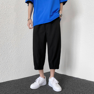 七分裤男士短裤夏季冰丝潮流直筒大码运动休闲八分中裤子 K970P17图片
