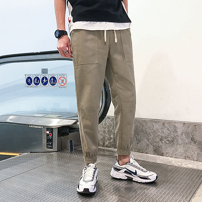 2019男士休闲裤秋季宽松运动裤男生束脚长裤潮牌工装裤9917 P25图片
