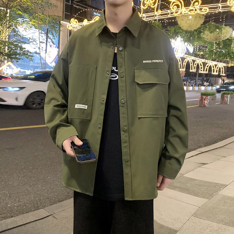 JK2025春秋男装外套夹克衫长袖衬衫工装衬衣日系秋装常规30加绒40,男装夹克,四季星座303A