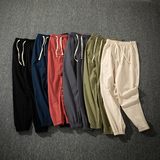 亚麻裤风宽松运动裤束脚棉麻裤大码男九分哈伦裤灯笼裤子K801，女装休闲裤，四季星座303A