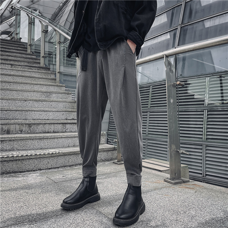 潮男装秋冬休闲裤九分裤束脚裤社会精神小伙西裤子哈伦K449P25,男装西裤,四季星座303A
