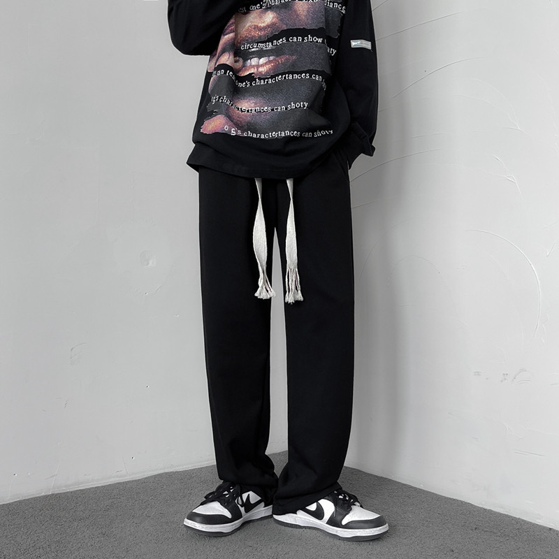 高街裤子男女春秋垂坠休闲宽松百搭直筒冬黑色潮牌运动卫裤K28，男装休闲裤，四季星座303A