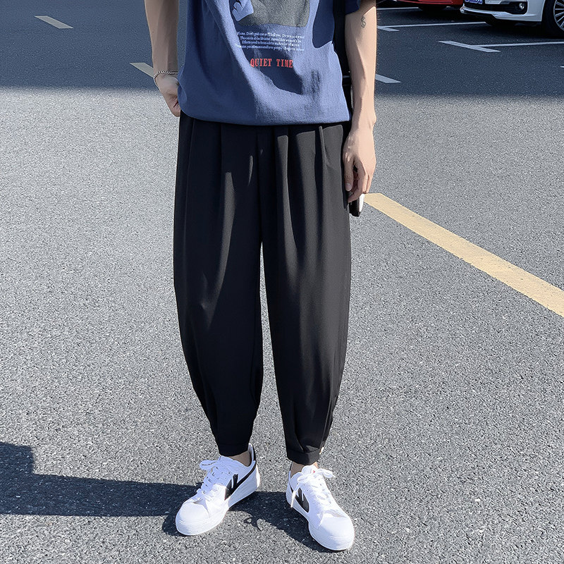 裤子男韩版潮流休闲宽松直筒阔腿裤春夏季薄款百搭哈伦九分裤K91,男装休闲裤,四季星座303A
