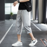 七分裤男士短裤夏季冰丝潮流直筒大码运动休闲八分中裤子K970P17，男装牛仔裤，四季星座303A