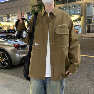jk2025夹克外套男秋冬加绒加厚上衣服衬衫长袖衬衣潮牌青少年工装图片