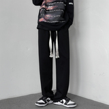 编织绳休闲裤男大码运动卫裤直筒宽松阔腿裤高街ins潮裤子K28，男装休闲裤，四季星座303A