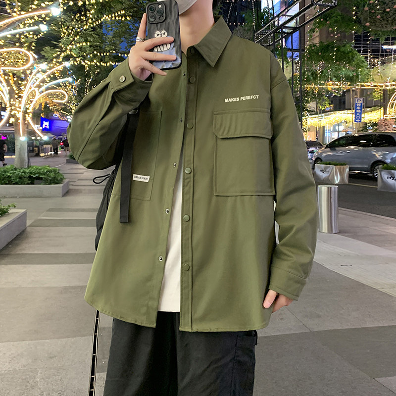 jk2025夹克外套男秋冬加绒加厚上衣服衬衫长袖衬衣潮牌青少年工装,男装夹克,四季星座303A