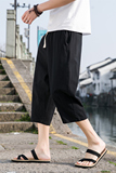 夏季休闲裤男百搭棉麻宽松亚麻裤韩版潮流七分裤八分直筒K821P20，男装牛仔裤，四季星座303A
