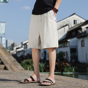 居家裤沙滩裤学生短裤大裤衩风新中式棉麻亚麻休闲裤子K600图片
